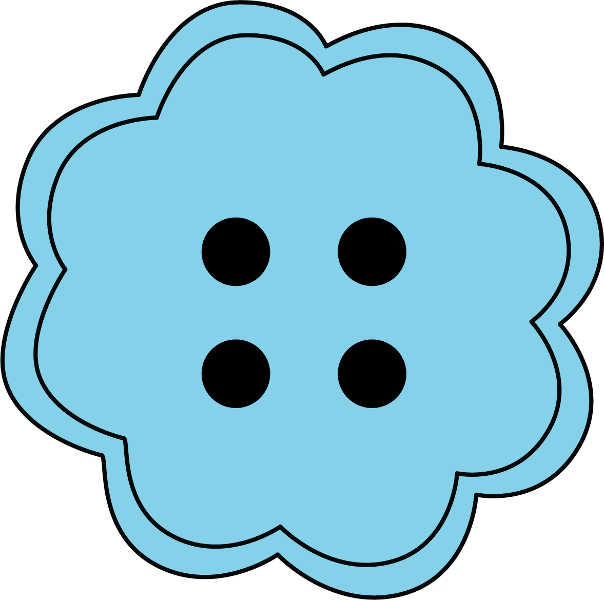 Flower shaped blue button. 4 holes.