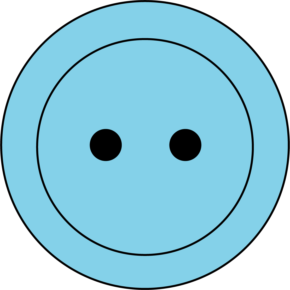Round blue button, 2 holes.