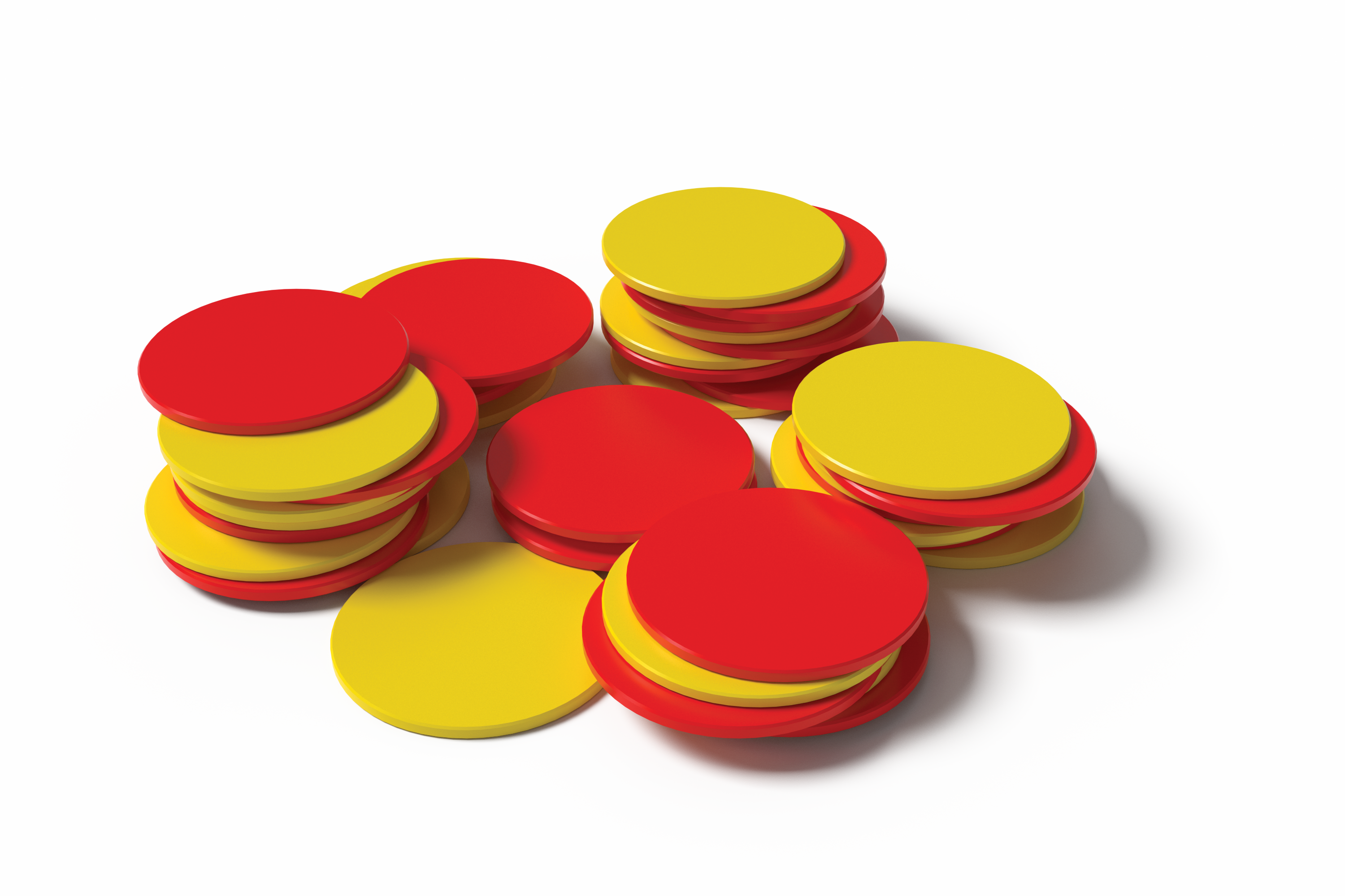 Two-color counters, red and yellow.