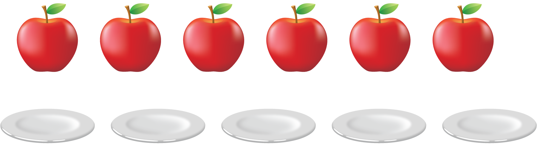 Apples, 6. Plates, 5.