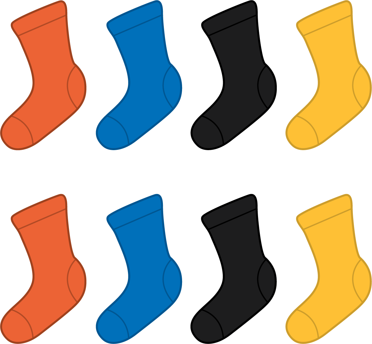 2 rows of 4 socks each