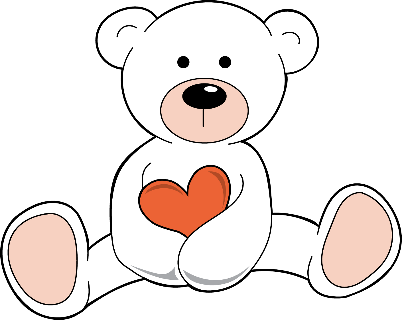 White teddy bear holding red heart.