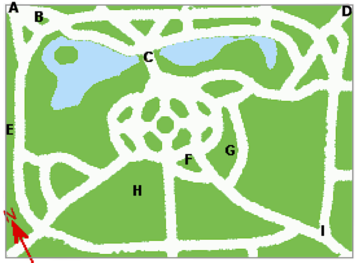 Diagrama de un parque visto desde arriba.