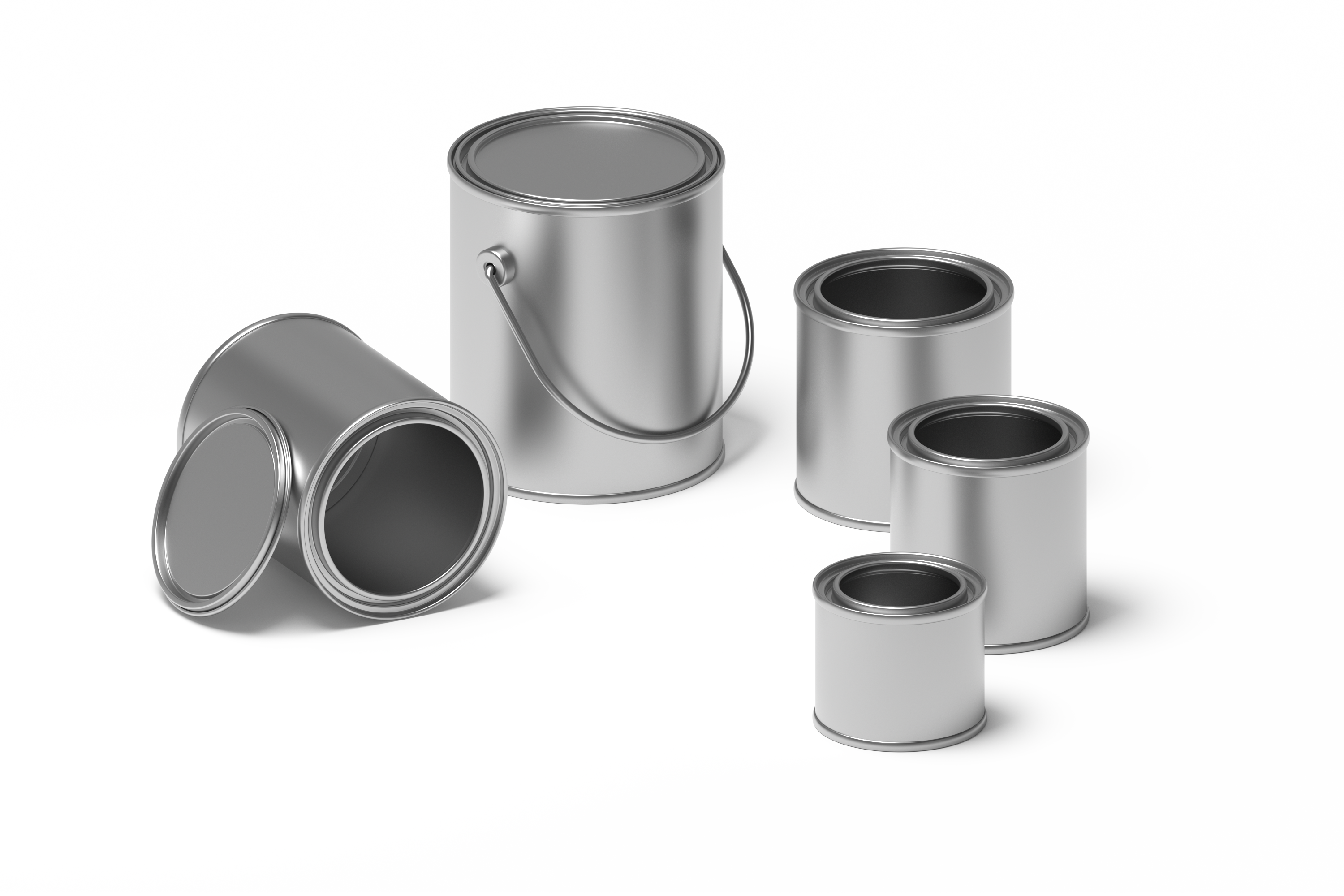 Picture of small, medium, and large paint containers.