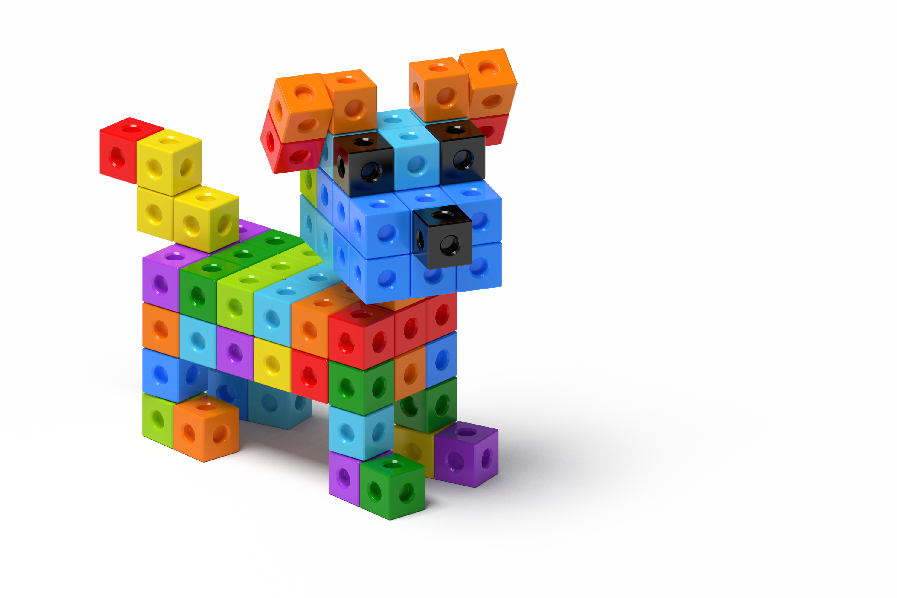 Dog made of multicolored cubes 