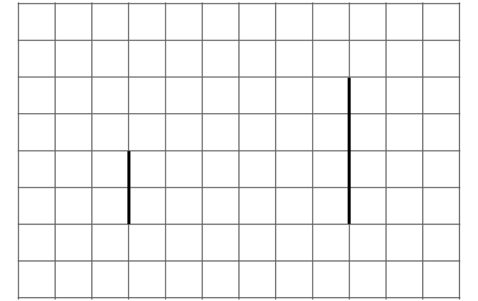 2 parallel line segments on grid. Both vertical. Left segment, 2 units. Right segment, 4 units.
