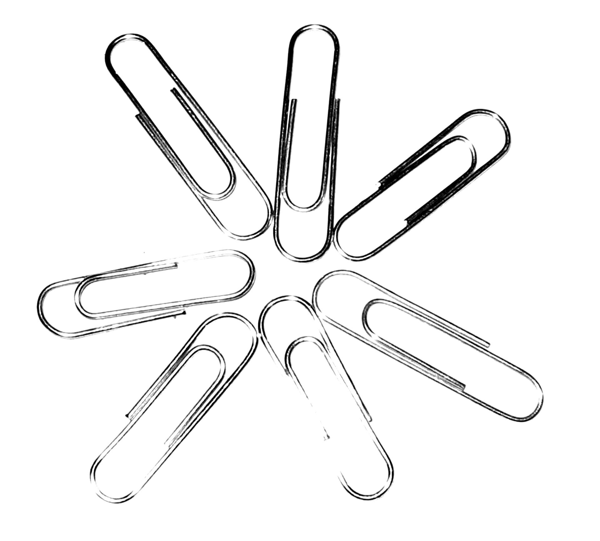 photograph of 6 paper clips
