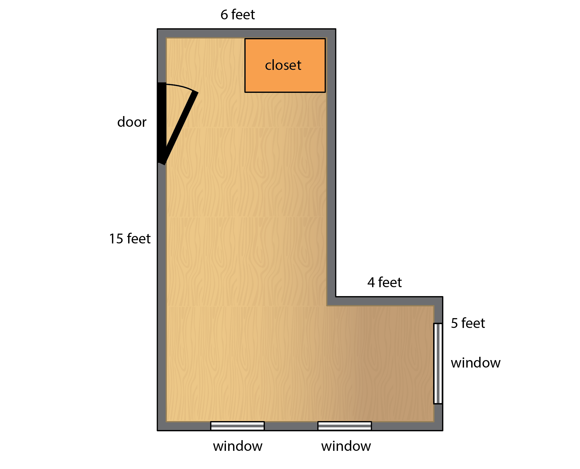 floorplan of a 6-sided room