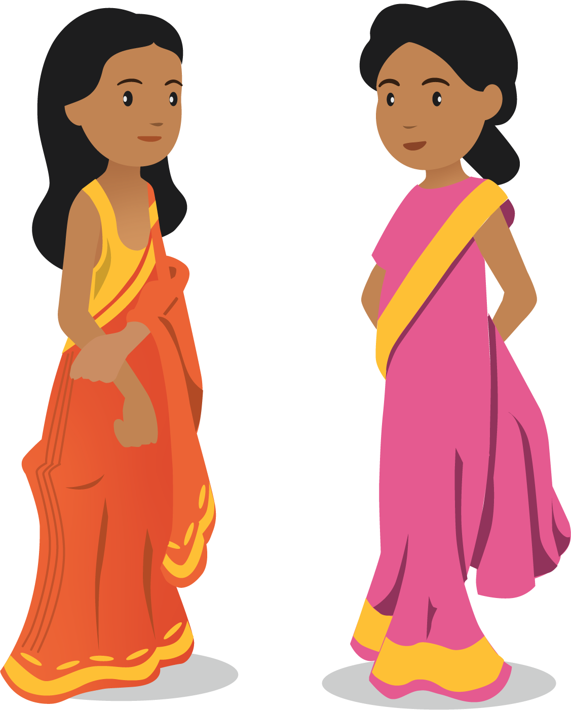 Girls in saris dresses.