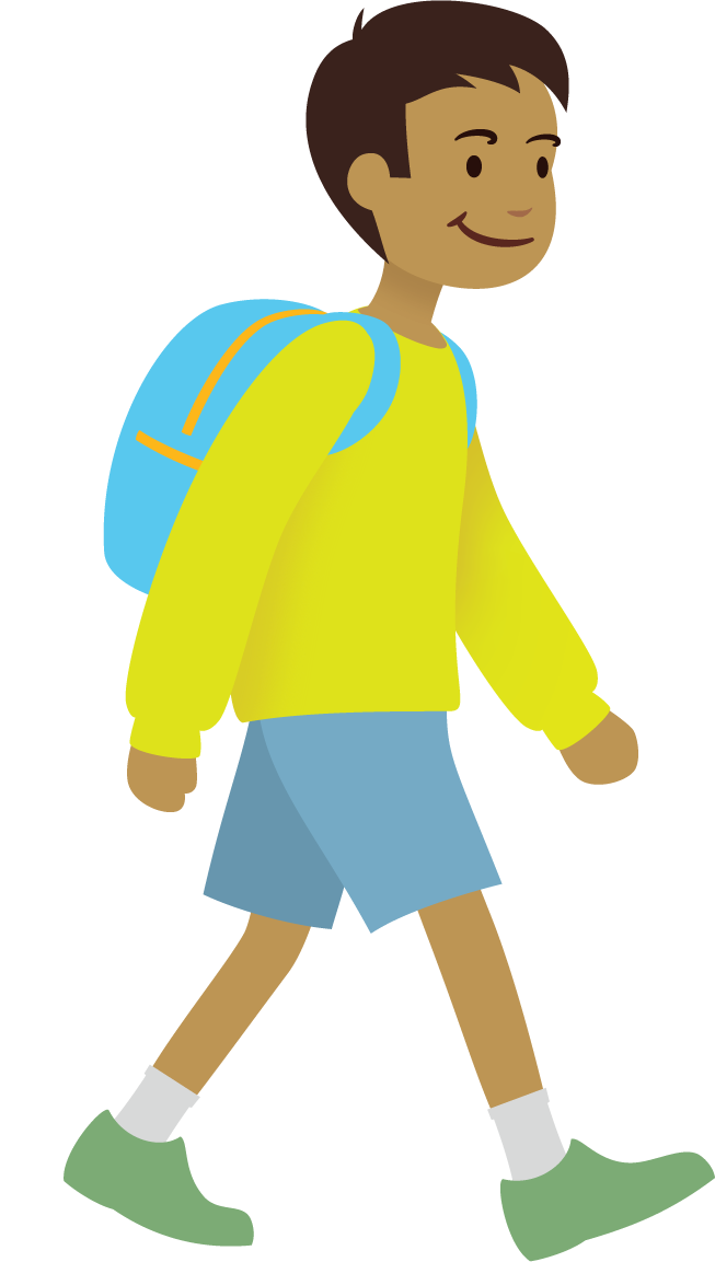boy walking to school.