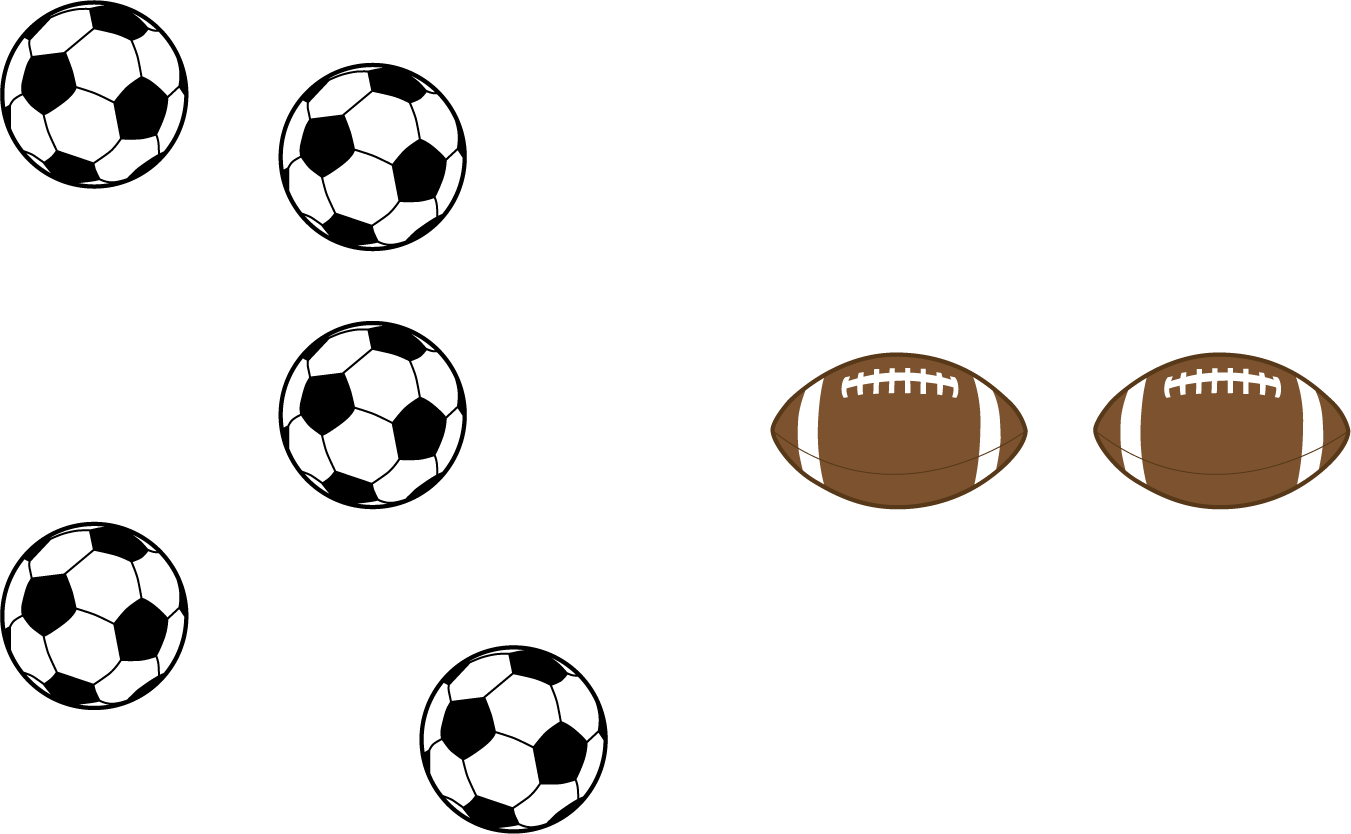 Soccer balls, 5. Footballs, 2.