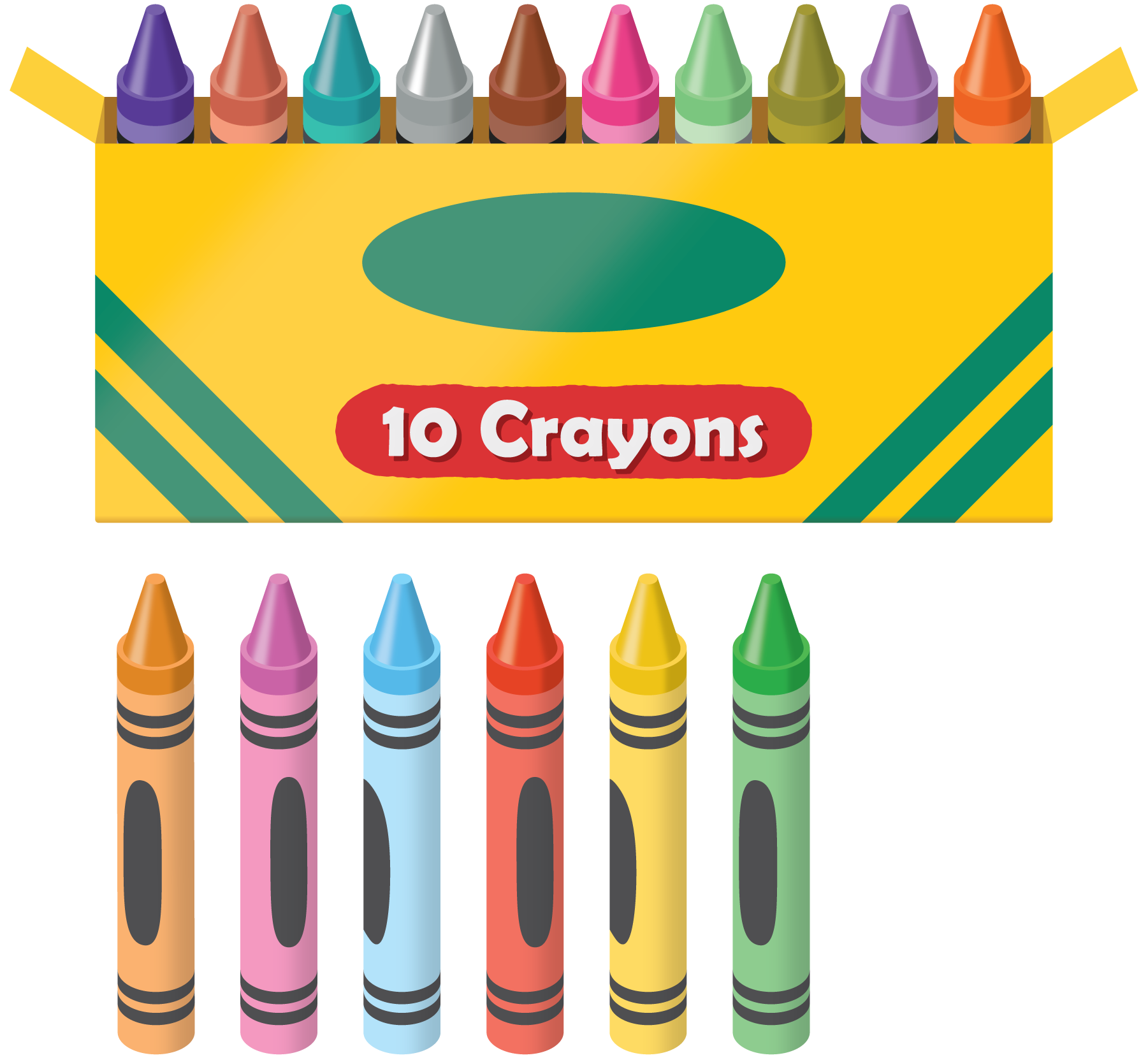Crayons, 16.