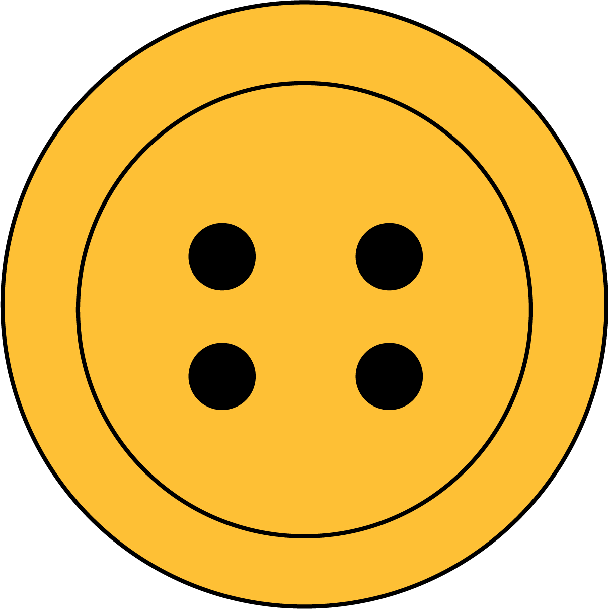 Round yellow button, 4 holes.