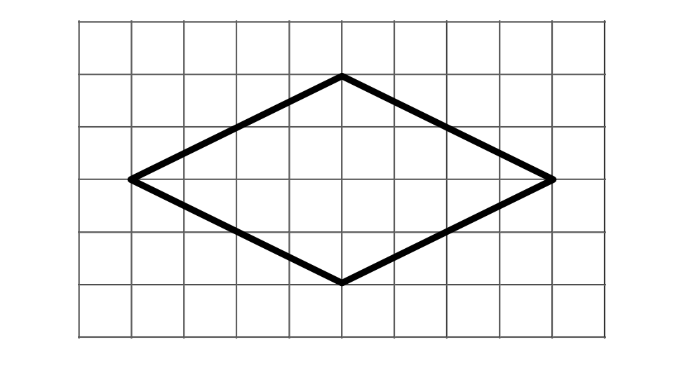 Figura de 4 lados en una cuadrícula. Todos los lados tienen la misma longitud y las esquinas no son cuadradas.