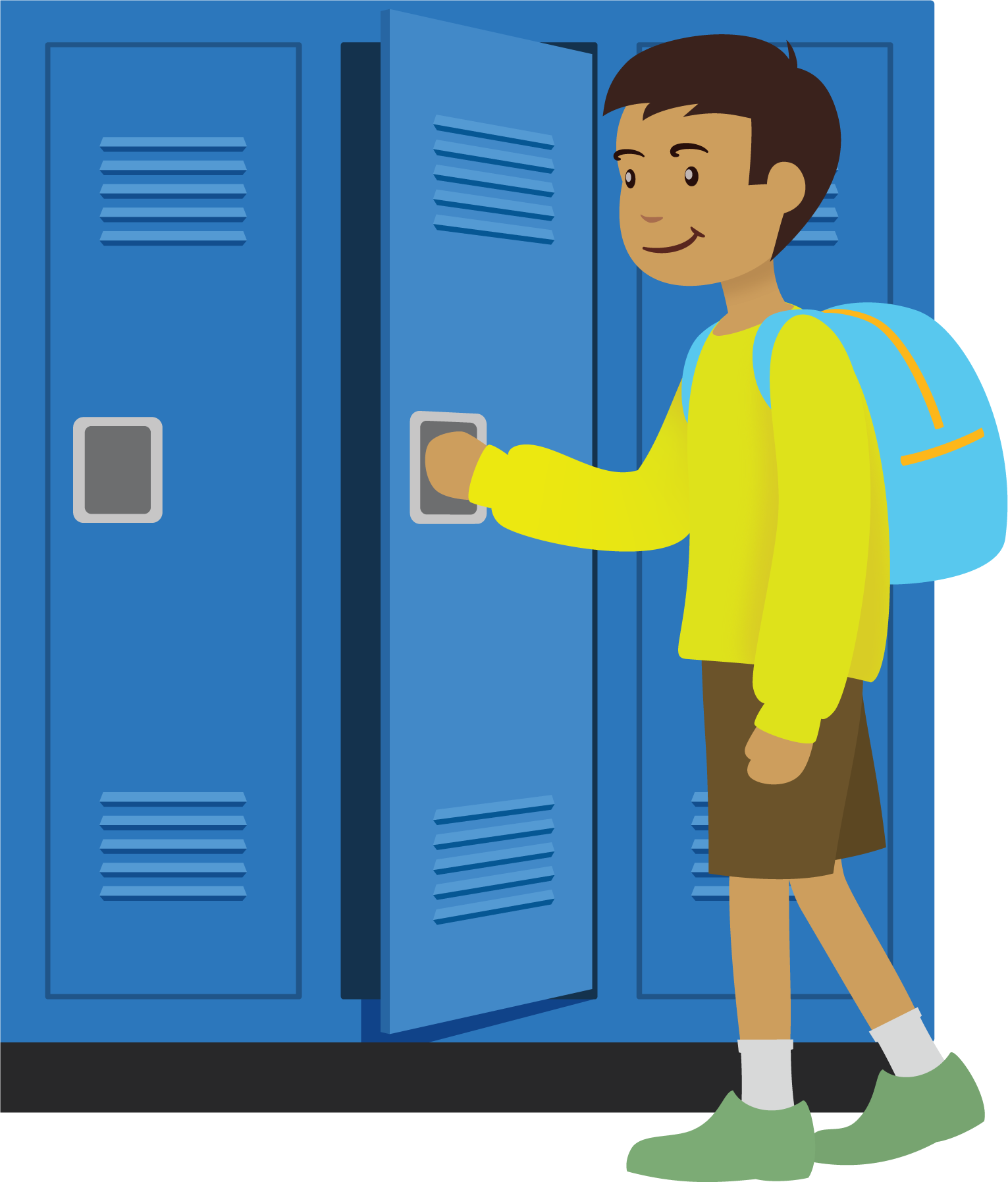 Student opening a locker.