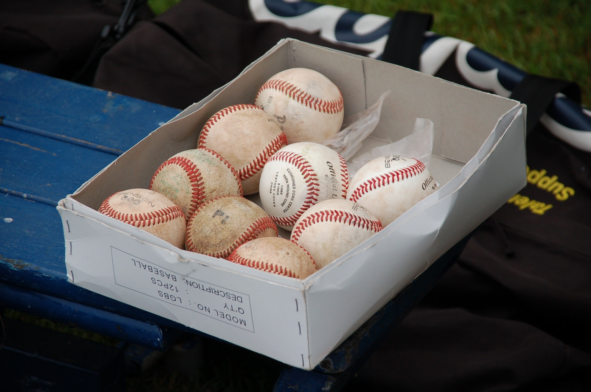 A box of baseballs.