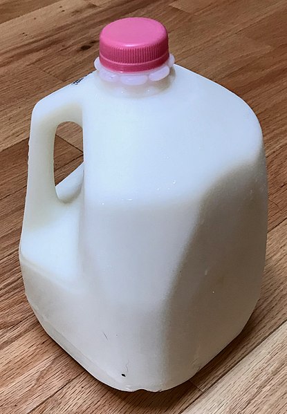 photograph of a gallon of milk