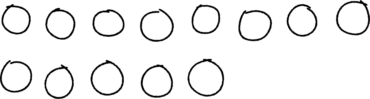 Group of 8 circles. Group of 5 circles.