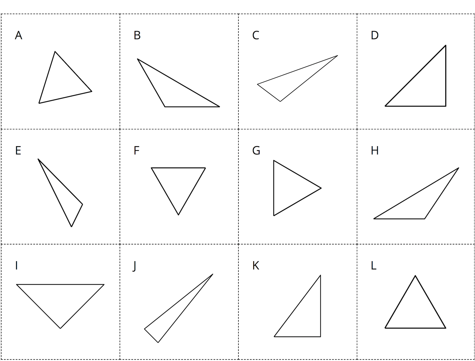 Tarjetas de triángulos.
