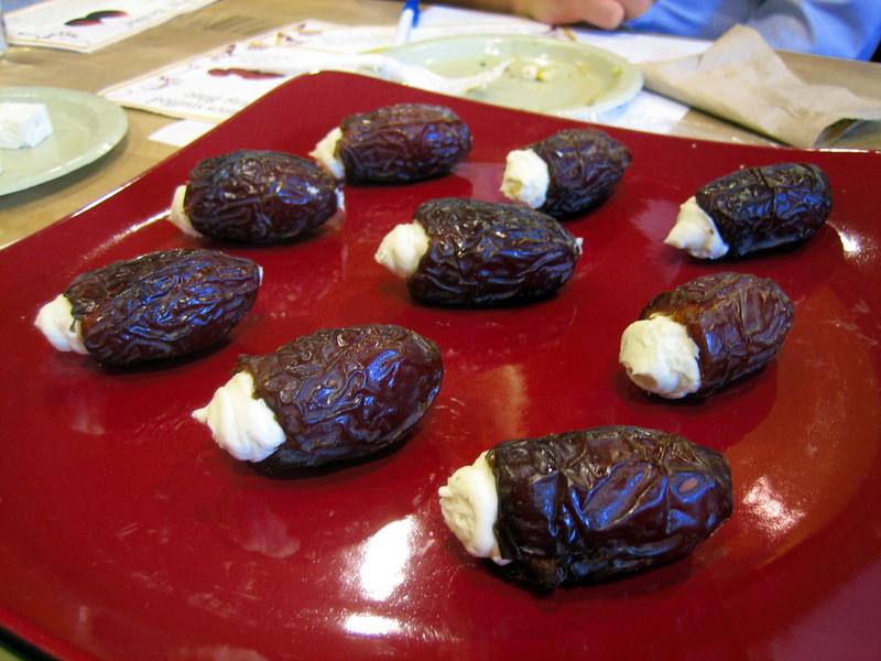 Dates stuffed with cheese.