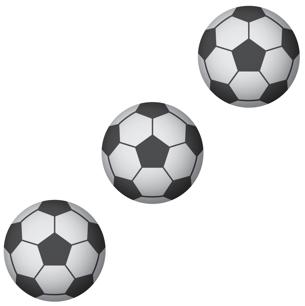 Soccer balls, 3.