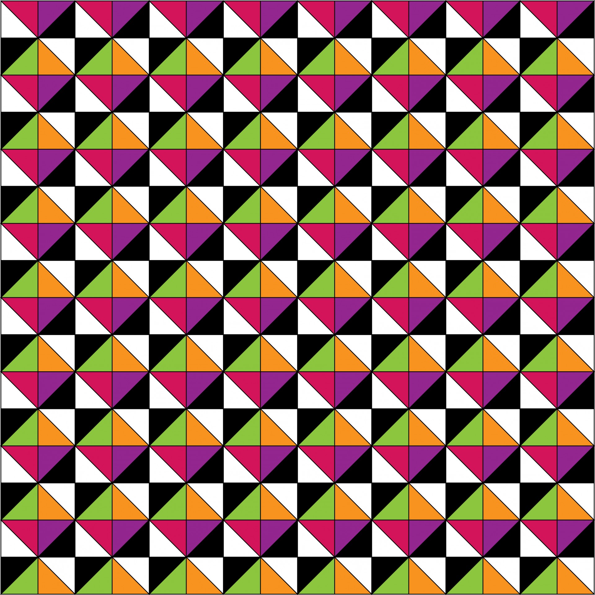 A colorful pattern of triangles and rectangle.