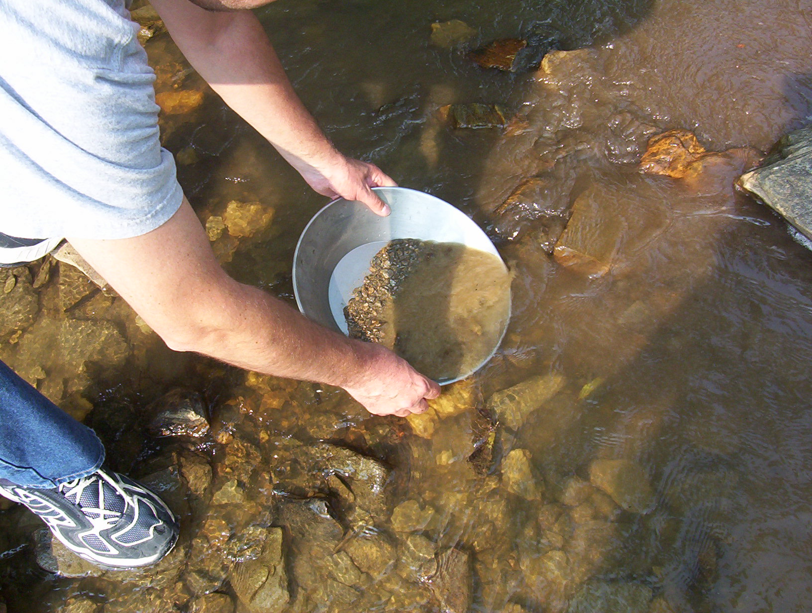 Photo of a person panning for gold 