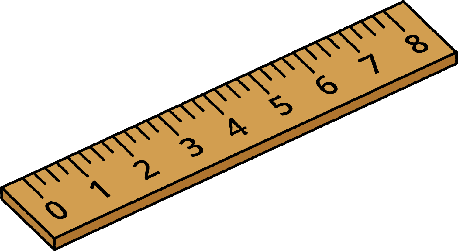 Picture of ruler. Scale, 0 to 8, by 1's. 4 tick marks between each unit.