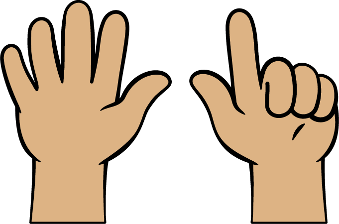 2 manos que muestran 7 dedos levantados en total.