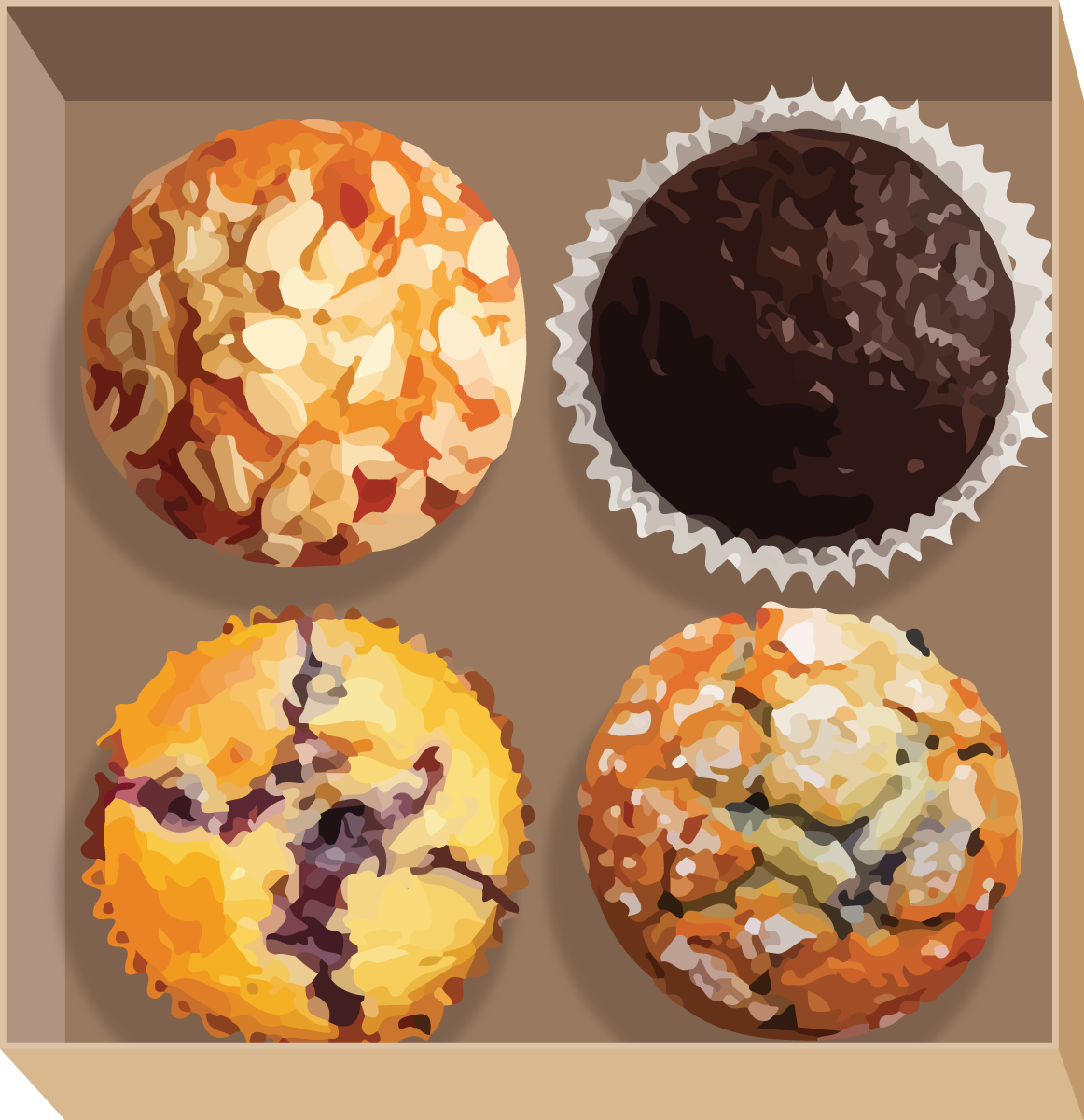image of a box containing 4 muffins