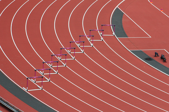 an image of hurdles on a track