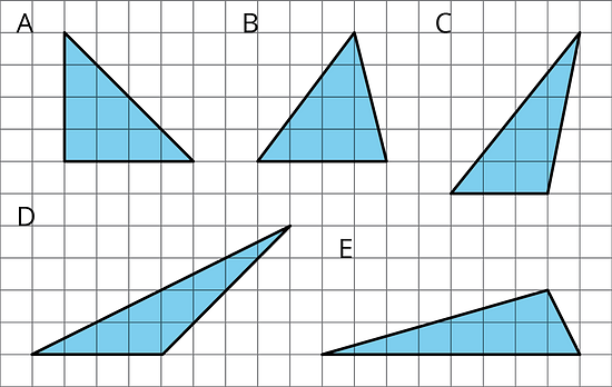 5 different triangles are shown in a grid