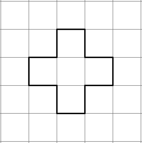 A figure the shapeof a plus sign is on a grid