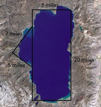 An aerial photo of lake tahoe. 