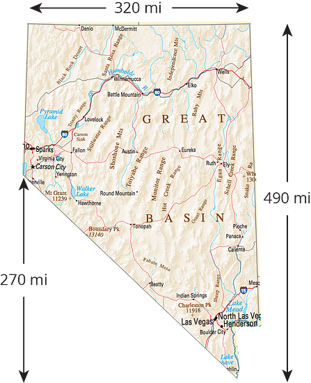 An image of the map of Nevada.