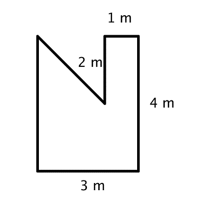 A figure with side lenghts of 1, 2, 3, and 4 meters