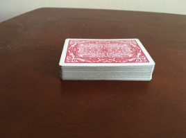 A stack of cards are shown