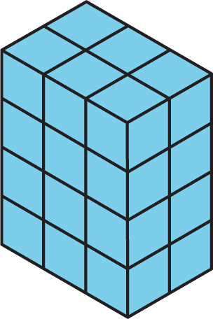 A rectangular prism showing faces with bases of 2 and 3 and a height of 4.
