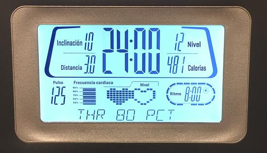 An image of Mai's treadmill display for the distance and time ran. The data on the treadmill for the run are as follows: Total Time: 24 minutes, 0 seconds. Distance, 3.0 miles. Pace, 8 minutes, 0 seconds. Calories, 481. Incline, 10. Level, 12. Pulse, 125.