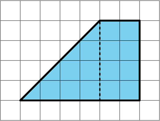 a shape formed by a rectangle and triangle are shown on a grid