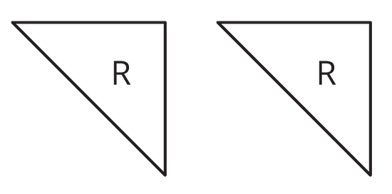 Two congruent triangles are shown and labeled as R
