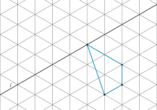 A figure is shown on a grid with one point on line l
