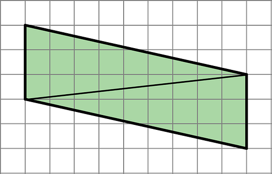 A parallelogram with a line connecting two opposite corners. The parallelogram has a base of 3 units and a height of 9 units.