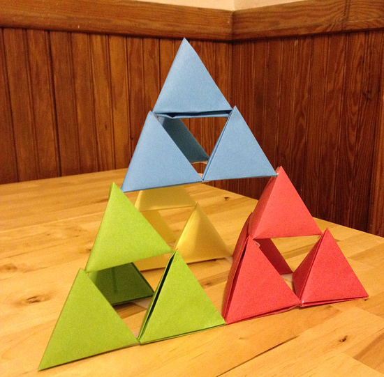 a triangular pyramid is made of smaller traingular pyramids