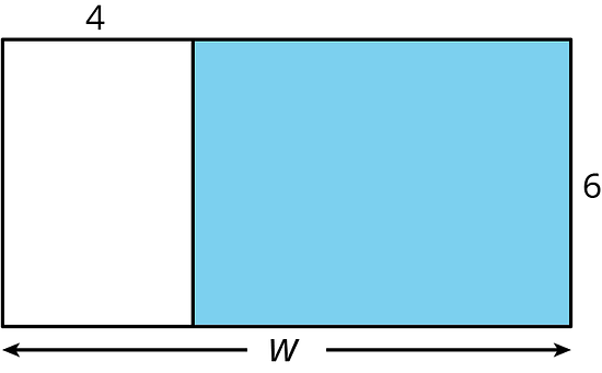 a rectangle is shown with a height of 6 and the length of w.