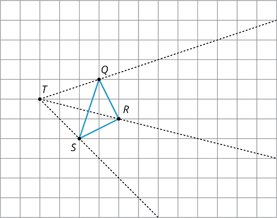 Triangle QRS is shown next to Point T.