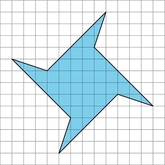 A shaded polygon on a grid.