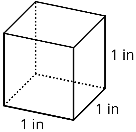 A cube with the side lengths of 1 inch