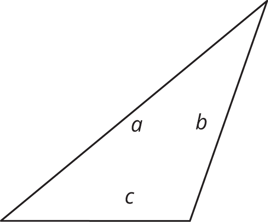 A triangle with sides labeled a, b, and c.