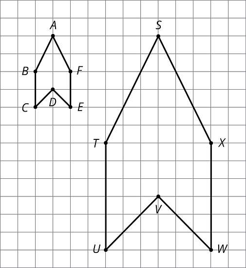 Two similar figures on a grid